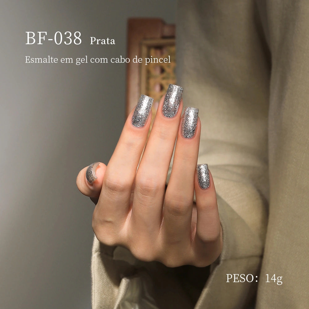 MRNAIL BF-038 Prata Esmalte em gel com cabo de pincel PESO: 14g