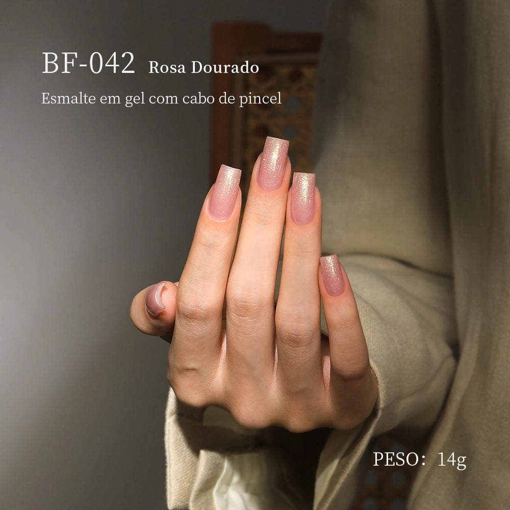 MR NAIL BF-042 Rosa Dourado Esmalte em gel com cabo de pincel PESO: 14g