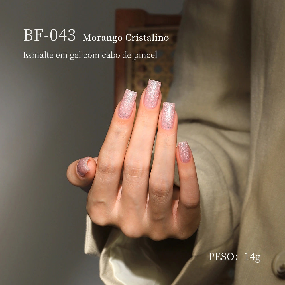 MR NAIL BF-043 Morango Cristalino Esmalte em gel com cabo de pincel PESO: 14g