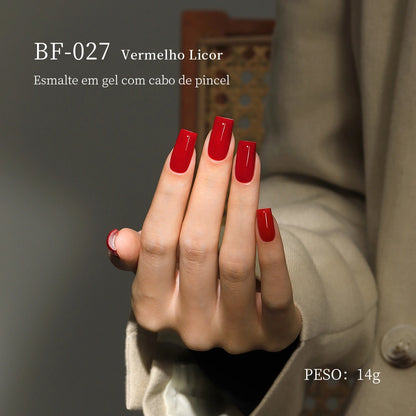 MRNAIL BF-027 Vermelho Licor Esmalte em gel com cabo de pincel PESO: 14g