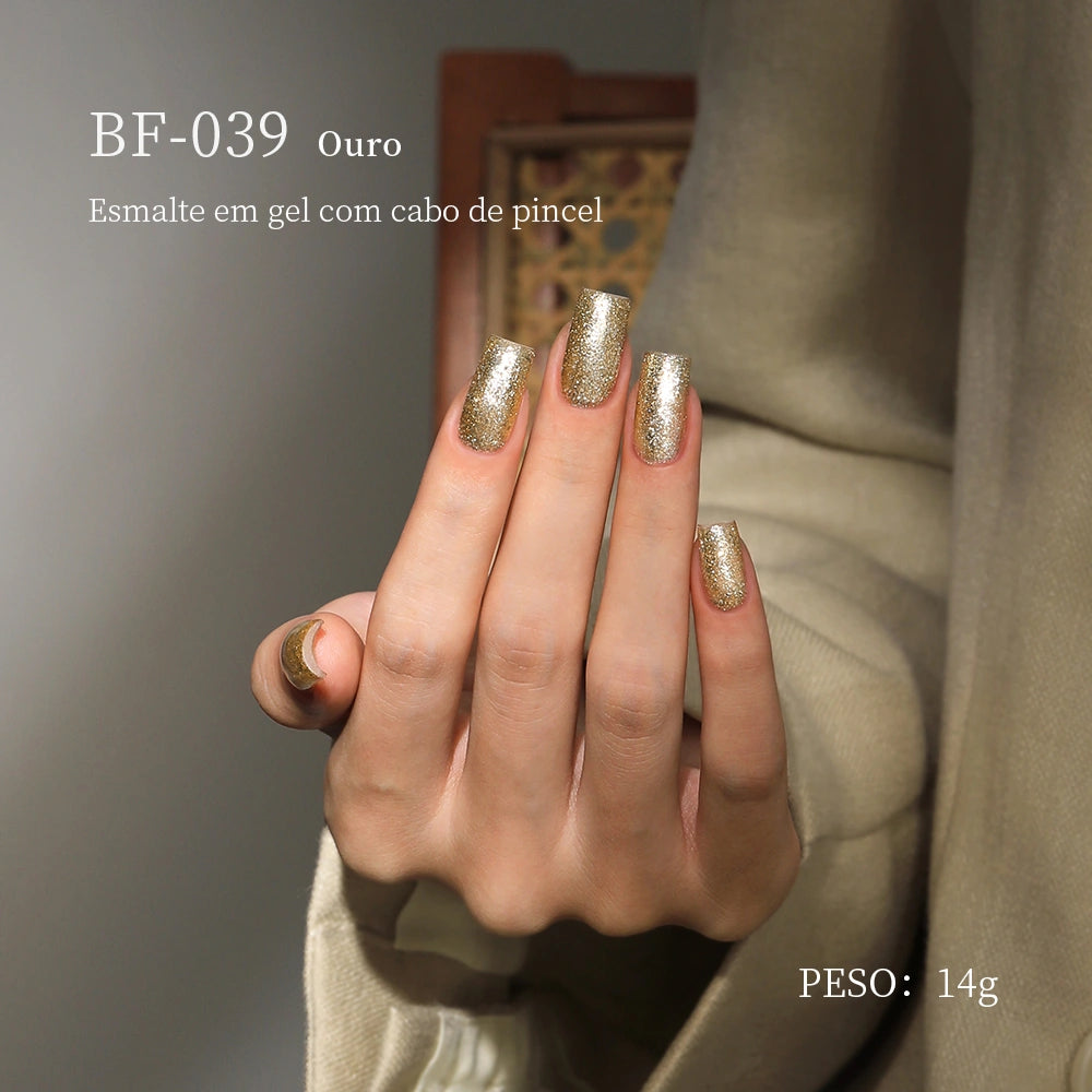 MRNAIL BF-039 Ouro Esmalte em gel com cabo de pincel PESO: 14g