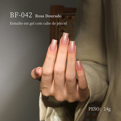 MR NAIL BF-042 Rosa Dourado Esmalte em gel com cabo de pincel PESO: 14g