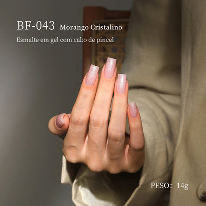MR NAIL BF-043 Morango Cristalino Esmalte em gel com cabo de pincel PESO: 14g